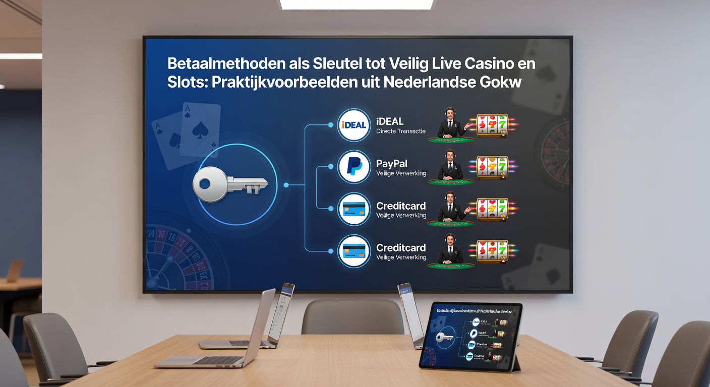 Voorbeeld van een speler die via iDEAL een veilige storting doet bij een live casino interface met Nederlandse vlag en slot symbolen op de achtergrond