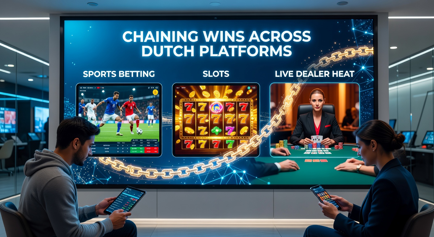 Voorbeeld van een speler die winsten ketent van een sportweddenschap naar een gloeiende slotjackpot en live dealer actie